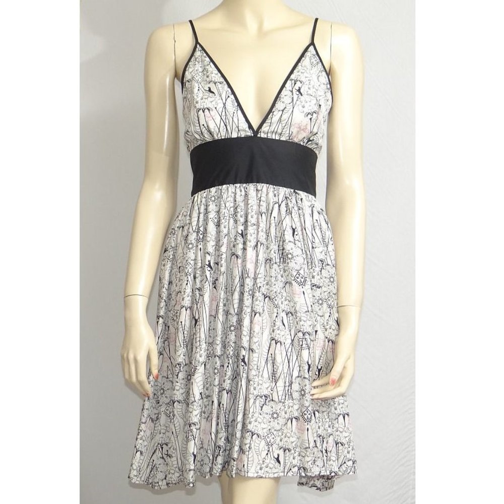 THOMAS WYLDE white/black silk dress 4 NWT